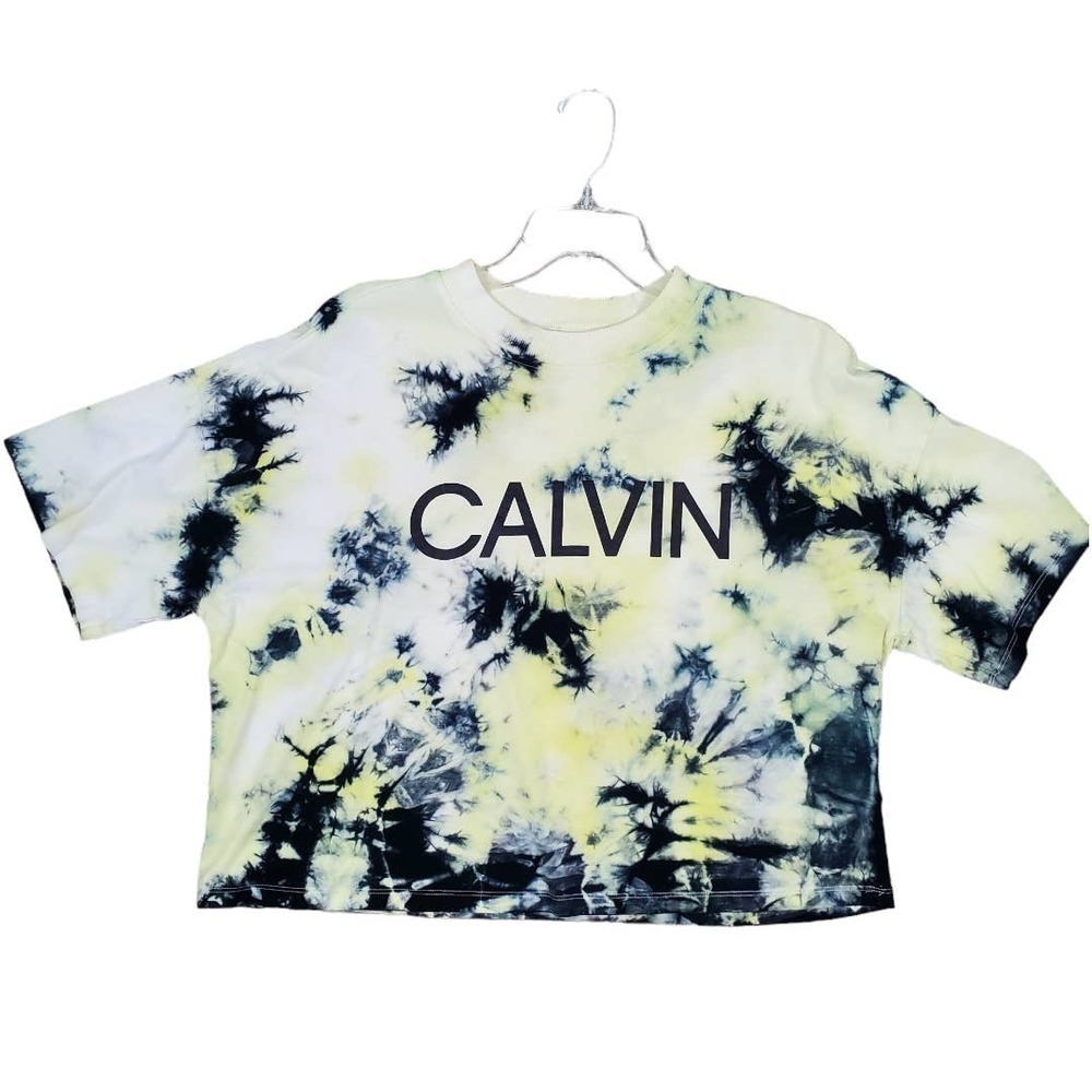 Calvin Klein Tie Dye Performance Stretch Cropped Athleisure Top Size Large